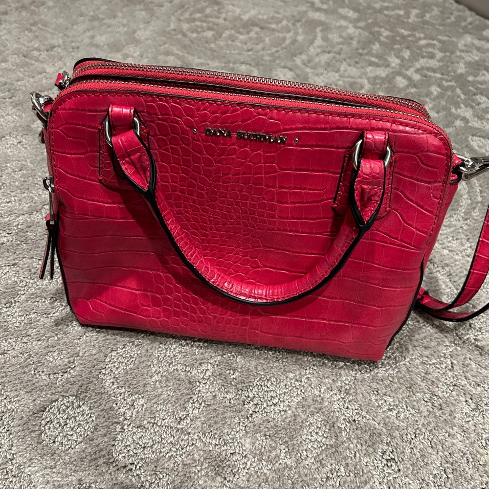 Pink Croc-Embossed Handbag - Picture 2 of 10